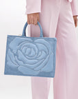 Denim shopper bag with rose