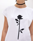 T-shirt with embroidery rose