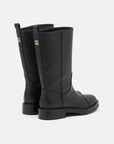 Leather biker boots