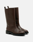 Leather biker boots