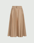 Water-repellent stretch cotton satin skirt