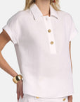 Shirt with gold buttons