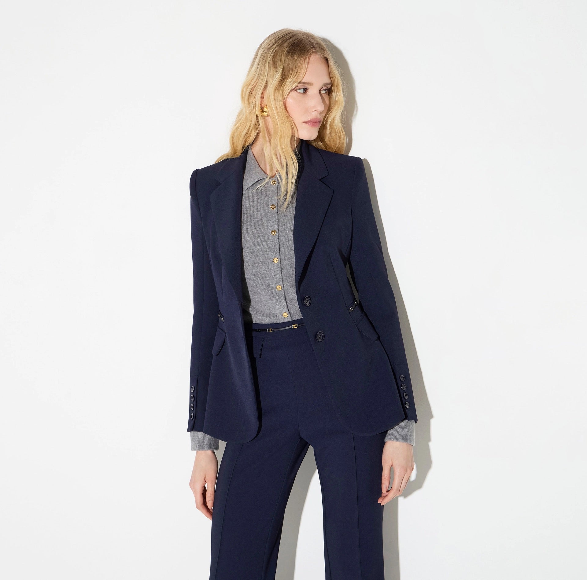 Jacket in double layer stretch crepe fabric