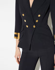 Jacket in double layer stretch crepe fabric with jewel logo