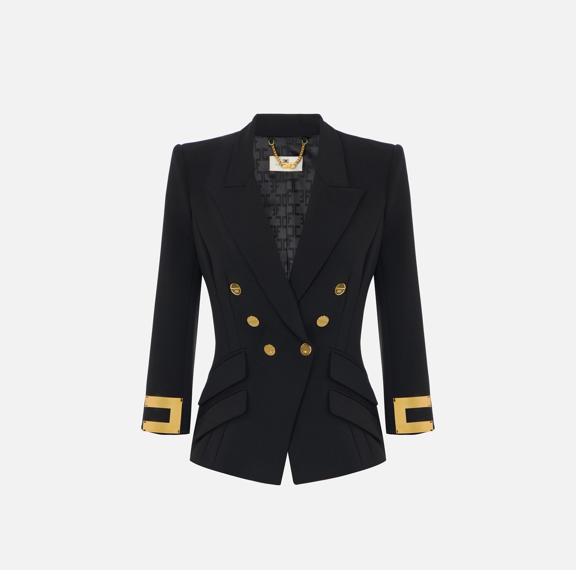 Jacket in double layer stretch crepe fabric with jewel logo