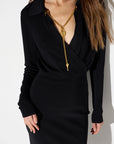 Viscose yarn dress with jewel chain