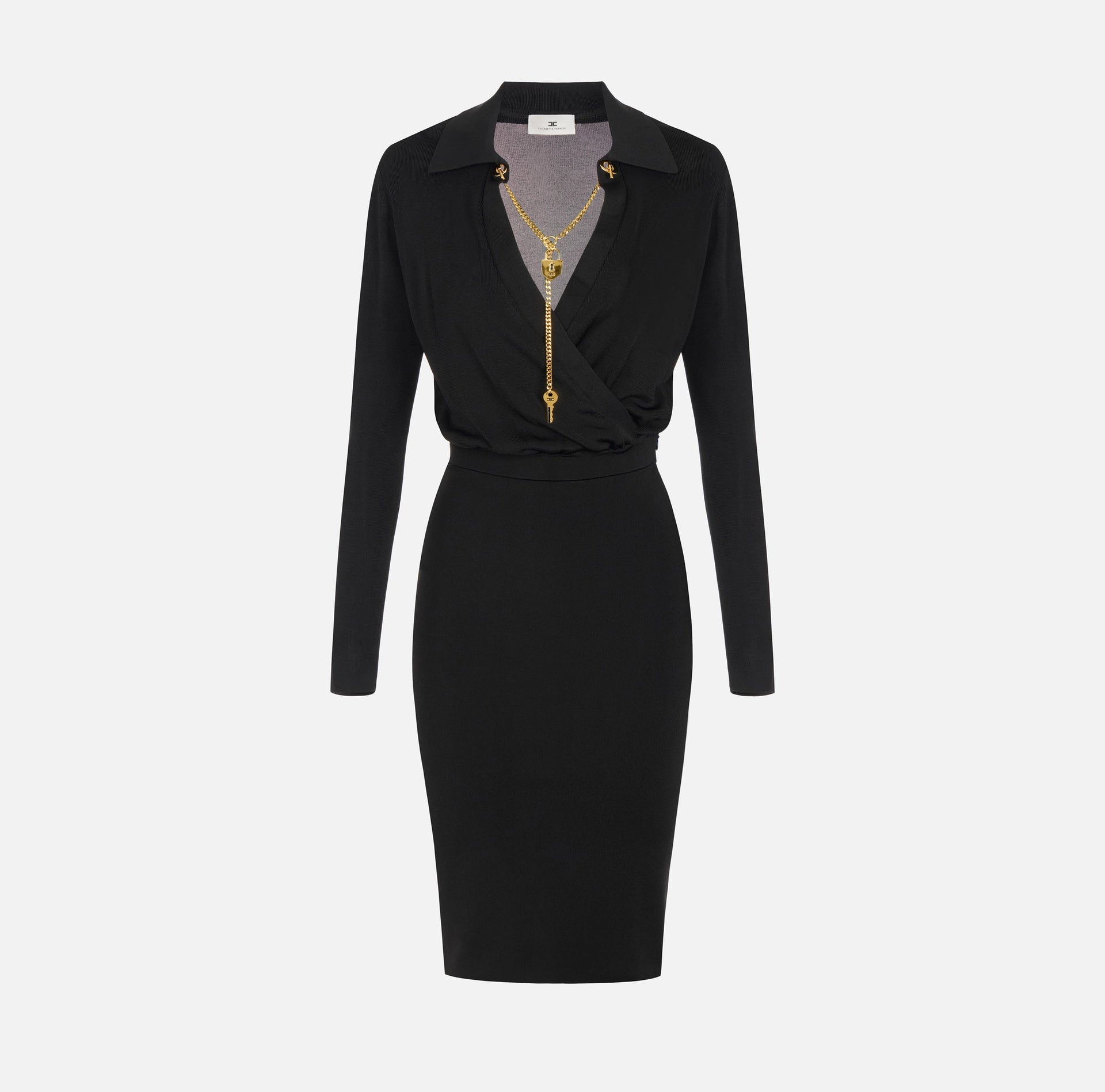 Viscose yarn dress with jewel chain