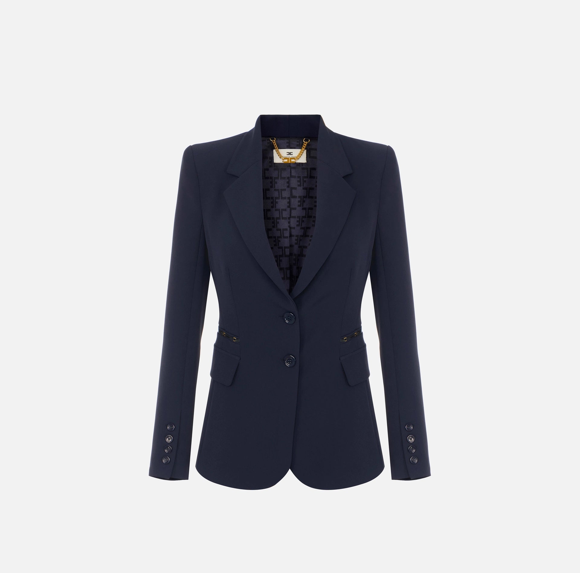 Jacket in double layer stretch crepe fabric