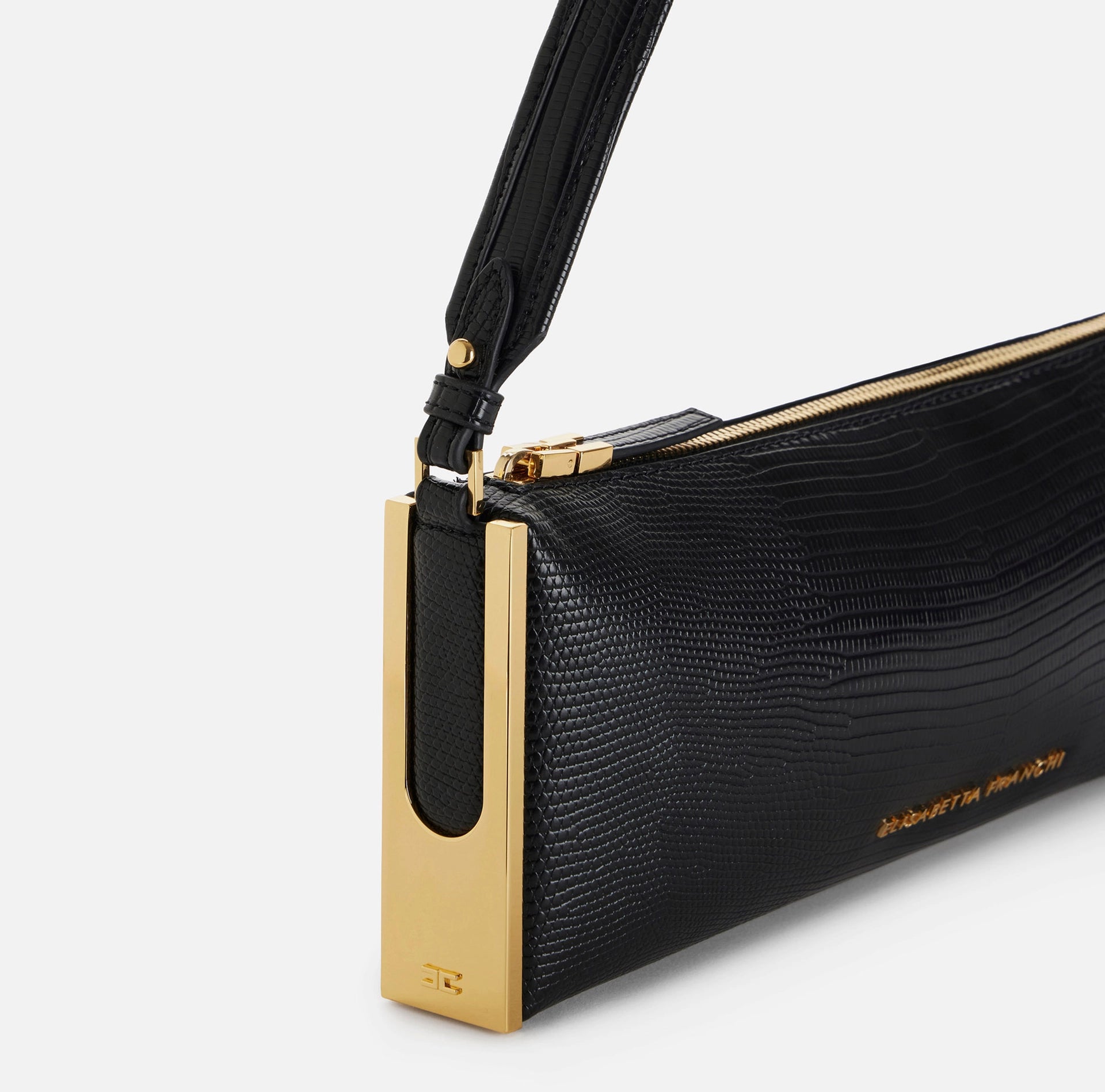 Over-the-shoulder bag with lizard print