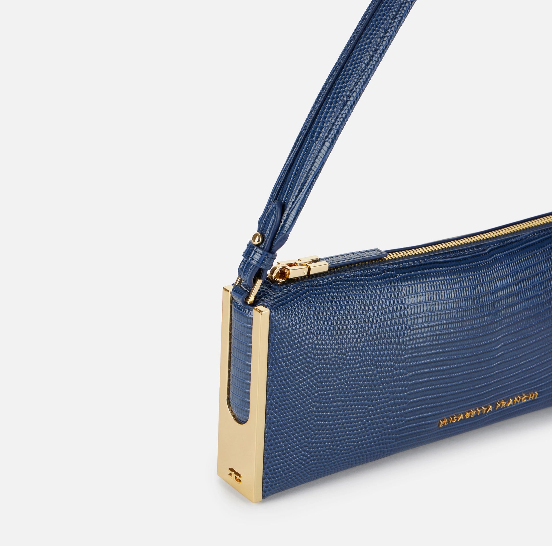 Over-the-shoulder bag with lizard print