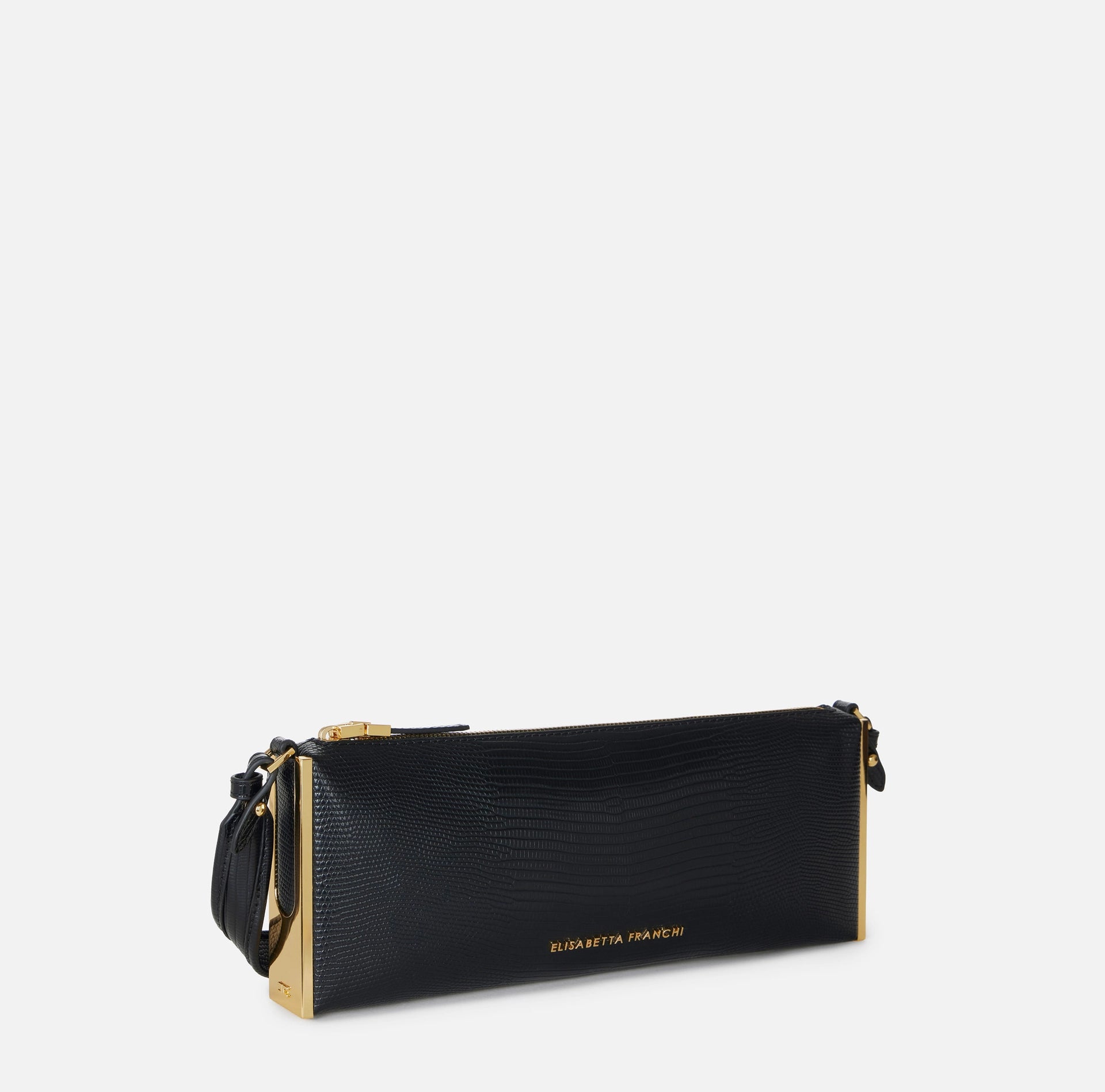 Over-the-shoulder bag with lizard print