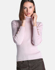 Flat-ribbed turtleneck sweater
