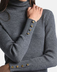 Flat-ribbed turtleneck sweater