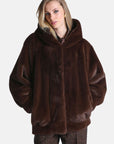 Fur-effect hooded jacket