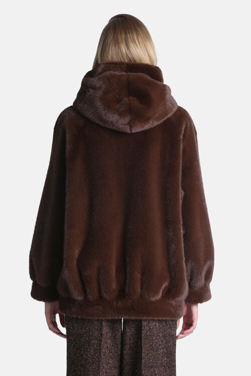 Fur-effect hooded jacket