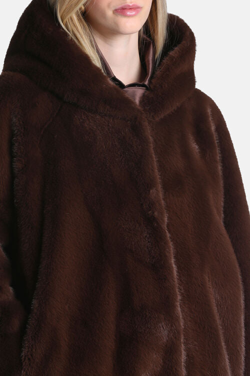 Fur-effect hooded jacket