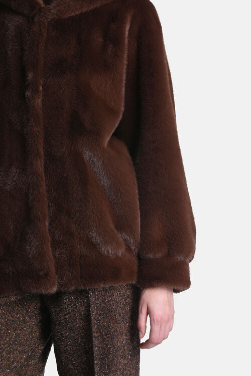Fur-effect hooded jacket
