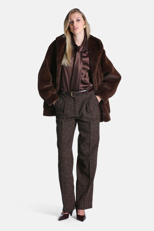 Fur-effect hooded jacket