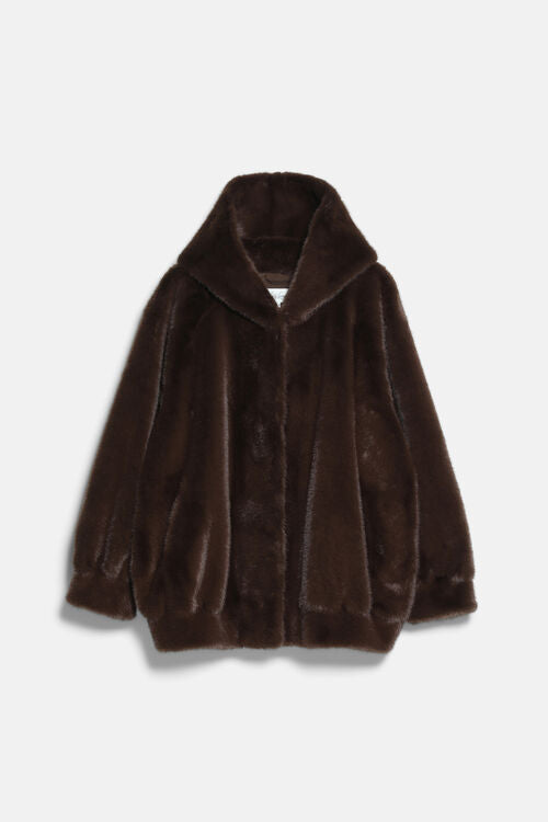 Fur-effect hooded jacket