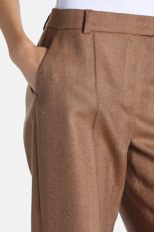 Herringbone regular-fit pants