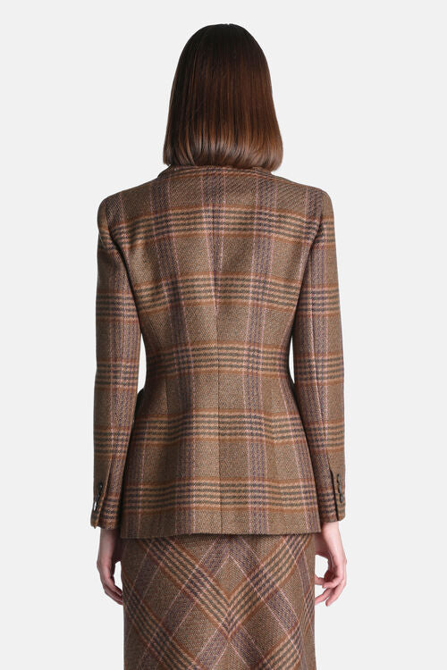 Tartan-checked wool blazer