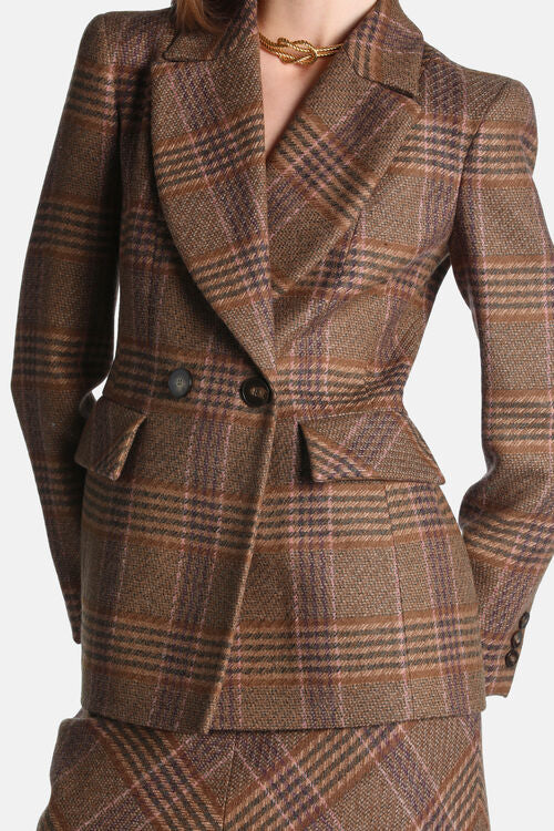 Tartan-checked wool blazer