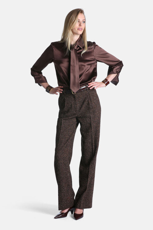 Regular-fit pants with pleats