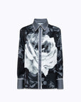 Rose print satin shirt