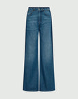 MiLA Boutique blue denim high-waisted wide-leg jeans with 5-pocket construction and darker side accents.