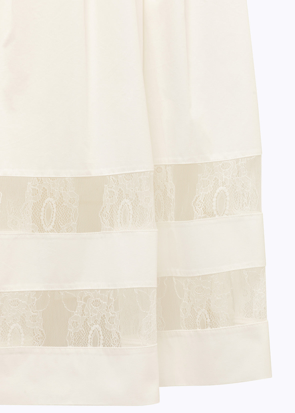 MiLA Boutique cream off-the-shoulder midi dress with lace inserts and square neckline.