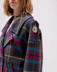 Multicolor check print peacoat