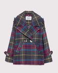 Multicolor check print peacoat